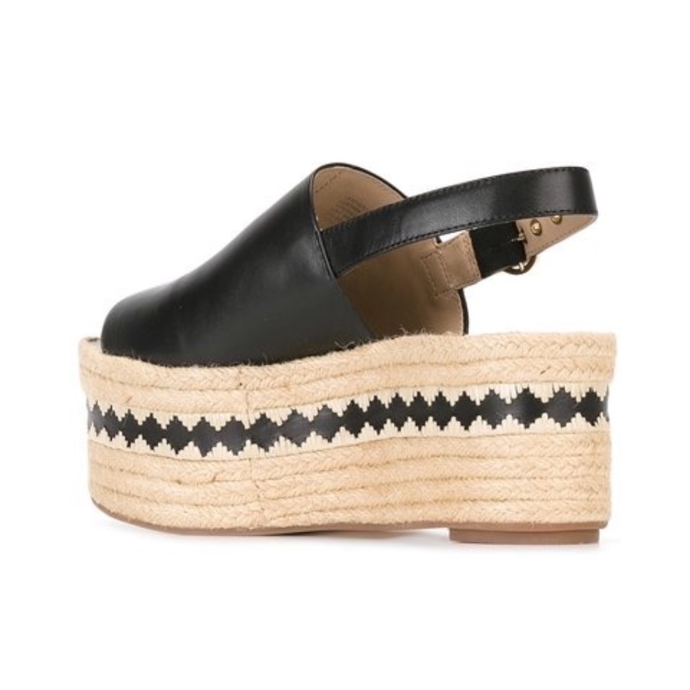 Black Dandy Leather Espadrilles Sandals Platforms